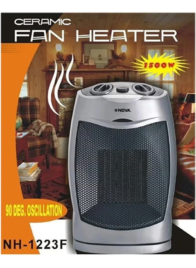 NOVA Ceramic Fan Heater 1500W NH-1223F Electric Heater with PTC Ceramic Heating Element, Overheat Protection, Oscillation, Compact Design for Home Office Use - Image 1